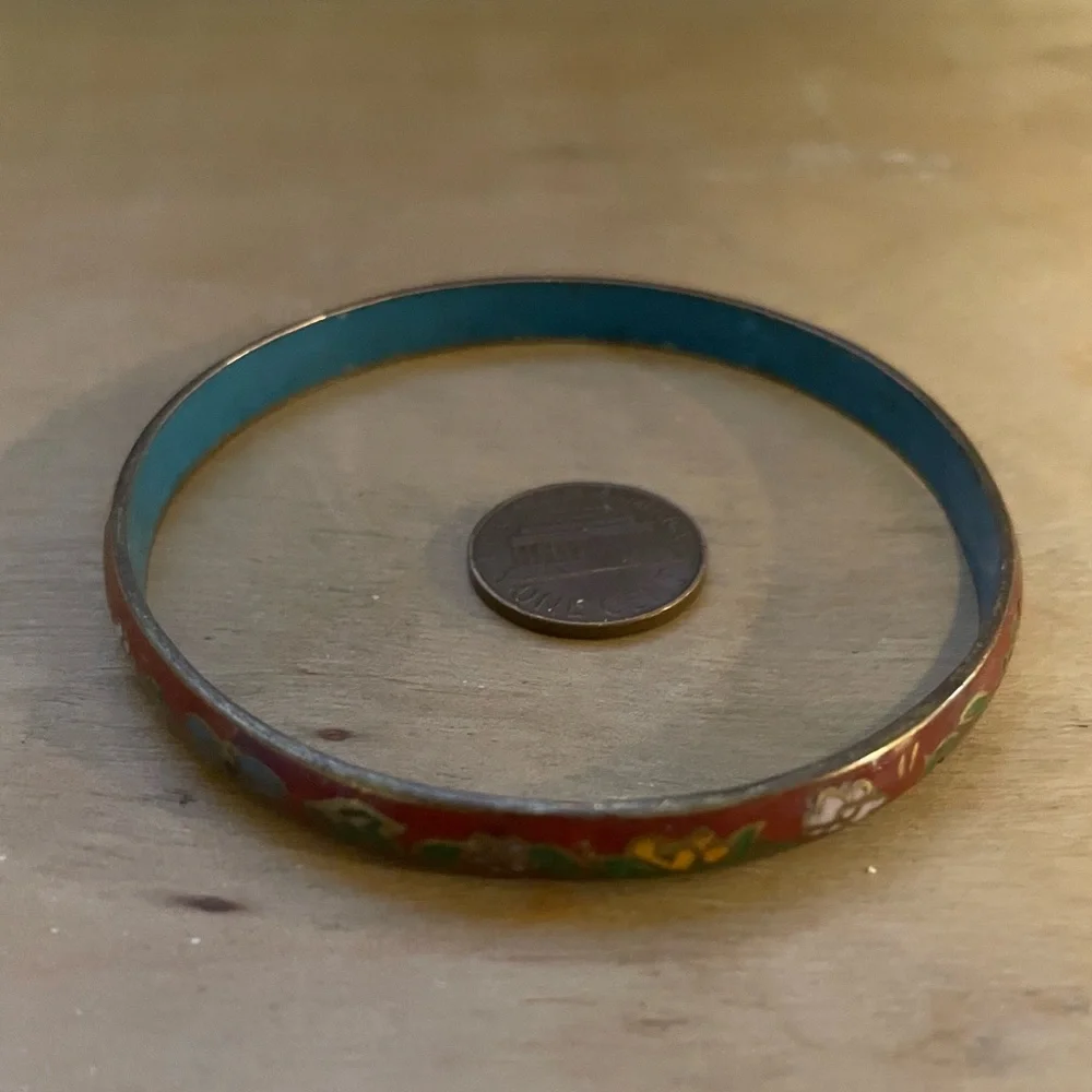 Old Chinese Cloisonné Bangle Bracelet - Picture 2 of 8